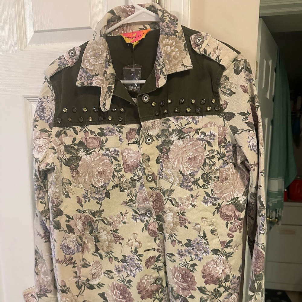 English Rose Floral Studded Jean Jacket